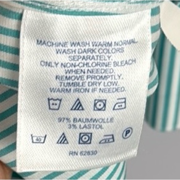 Lands' End Aqua and White Striped Blouse Size 16T - Picture 7 of 10